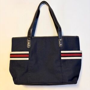 Amanda Smith Canvas Multi Compartment Laptop Work Tote Bag Purse Blue Red White